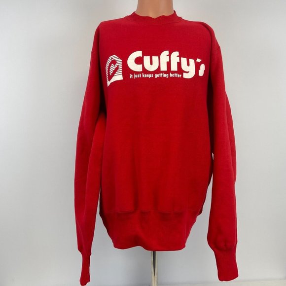 Cuffys It Just Keeps Getting Better Crewneck Sweatshirt Vtg 90s Red Size XL - Picture 2 of 4